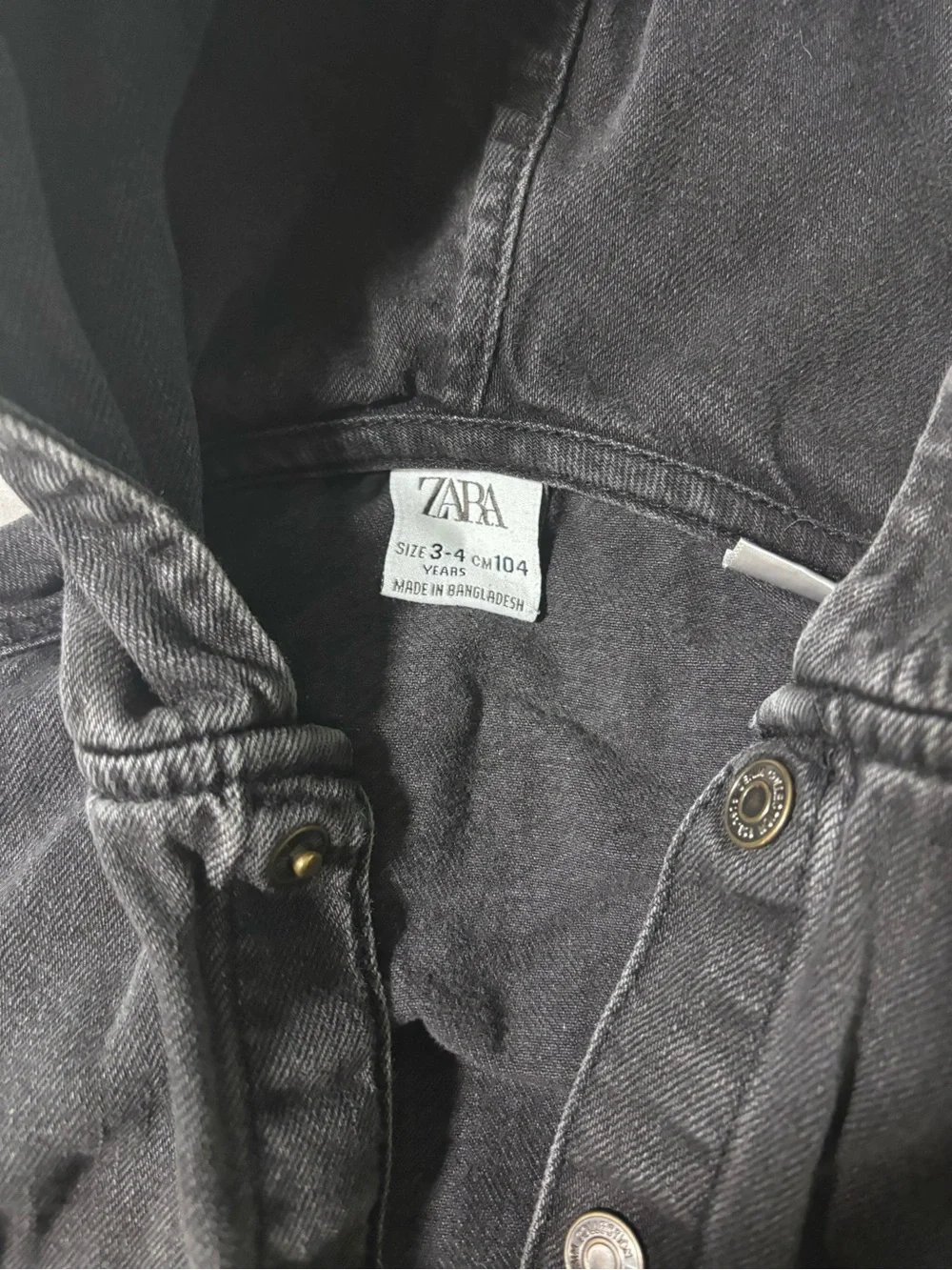 Zara Kids Washed Charcoal Hooded Jacket